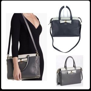 Charcoal and light grey KATE SPADE New York Hancock Park Jeanne satchel